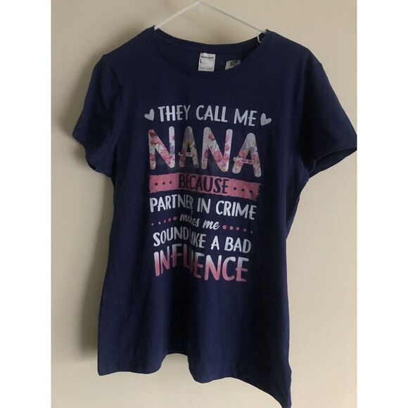 “They Call Me NANA” Mademark Ladies Large Tee T-Shirt Top Blue Short Sleeves - Picture 2 of 4